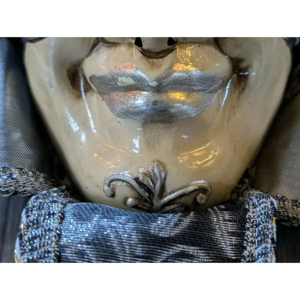 NEW! TOOMEY'S Mardi Gras HANDMADE JESTER Mask Full Face Black Silver Party